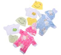 FRCOLOR 4 Sets Soft Bunny Jumpsuit Reborn Doll Outfits Pajamas for Realistic Dolls Easy Wear Removable Animal Rompers for Playtime