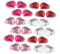 FRCOLOR 400pcs Flatback Heart Rhinestones Bulk Acrylic Craft Ornaments DIY Decorative Gems for Shoes Clothes Phone Case Scrapbooks Accessories Light Red Pink Rose White