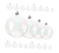 FRCOLOR 40PCS Iridescent Clear Fillable Plastic Ornament Balls Transparent Tree Hanging Baubles for Christmas DIY Wedding Holiday Party Decorations Easy to Hang Assorted