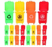 FRCOLOR 40PCS Miniature Garbage Can with Lid for Dollhouse Montessori Sorting Childsafe Plastic Tiny Trash Bin Recycling Play Accessories for Fine Motor Skills and Garbage Truck Expansion