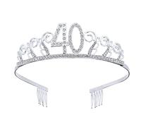 Frcolor 40th Birthday Crystal Tiara Crowns Headband with Hair Combs