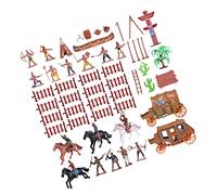 FRCOLOR 43pcs Western Cowboy Wagon Simulation Figurines Realistic Miniature Character Models for Collection Role Playing Teaching and Decorative Display