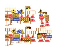 FRCOLOR 45pcs Mini Traffic Road Signs for Educational Simulation Play with Plastic Barricades Cones Crosswalk Signals Interactive Learning for Early Safety Awareness