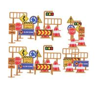 FRCOLOR 45pcs Miniature Road Signs Playset for Plastic Traffic Sign Models with Barricades and Traffic Lights Educational for Road Safety Awareness and Creative Pretend Play