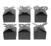 FRCOLOR 48 Pcs Halloween Candy Boxes Paper Packaging with Delicate Design, Easy to Use Small Black Paper Boxes for Halloween Parties and Party Scene Treats