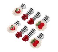 FRCOLOR 4pairs Lace-edged Duckbill Clip in Checkered Cherry Pattern Small Hair Clips for Boys and Girls Girls Women Non-slip Styling for Festival Holiday Party