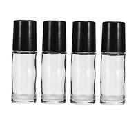 FRCOLOR 4pcs 30ml Roll-on Essential Oil Bottle Set Portable Empty Refillable Glass Bottles Black Design for Home Use and Travel