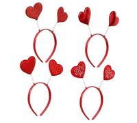 FRCOLOR 4pcs 3D Love Headbands for Lover's Day Party Costume Hair Accessories Includes Red Heart Single-Minded Heart-to-Heart Love at First Sight Styles
