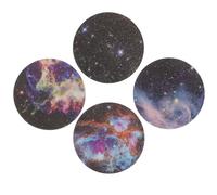 FRCOLOR 4Pcs Adhesive Iron Magnetic Sheet Phone Stickers with Round Metal Plates Magnetic Patch Set for Car Phone Holder Multi-Color Space Design
