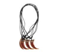 FRCOLOR 4pcs Adjustable Black Wax Rope Necklace Unique Faux Tooth Vintage Jewelry for Women Funky Punk Style for Casual and Party Wear