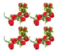 FRCOLOR 4pcs Artificial Bell Pepper String with Lifelike Red Peppers, Foam and Plastic Material, Versatile Low Maintenance Decoration for Kitchen Wall and Home Vegetable Decoration