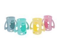 FRCOLOR 4pcs Baby Bottle Protectors Silicone Nursing Bottle Covers Comfortable Holding Touch Decorative Assorted Colours Suitable for Travel and Everyday Use Random Color