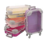FRCOLOR 4pcs Beauty Storage Box for Eyelash Organizer Mini Travel Makeup Suitcase Handle Empty Trolley Case as Party Favor Box for Portable Cosmetics and Lash Accessories