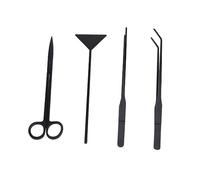FRCOLOR 4pcs Black Aquarium Plant Tools Set Tweezers Scissors for Aquatic Plant Care Curved Straight Tweezer Substrate for Young Aquarium