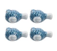 FRCOLOR 4pcs Blue Ceramic Chopstick Rest Set, Japanese Style Chic Chopstick Holder to Prevent Rolling and Keep Tableware Clean, Kitchen Dining Accessory Color Color