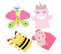 FRCOLOR 4Pcs Boys and Girls Cartoon Bath Gloves Animals Shower Mitts Exfoliating Body Scrubber Composite Cotton Lightweight Easy Carry for Bath and Shower