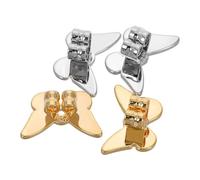 FRCOLOR 4pcs Butterfly Clutch Earring Backs Metal Ear Lifter Stoppers Secure Flat Post Replacement for Pierced Ears, Gold and White Gold, Anti-Drop Supporters for Women