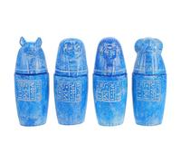 FRCOLOR 4pcs Canopic Jar Sculptures Ancient Tomb Jars Horus Sculpture Set Resin Decorative Collectible Ancient Egyptian Decor Souvenir Display Figurines