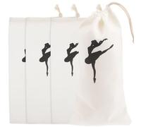 FRCOLOR 4pcs Canvas Ballet Shoe Bags Drawstring Portable Pointe Shoes Pouch for Women Dance Accessories 13x27cm Ballet Dance Storage Bags