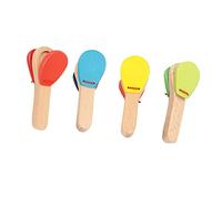 FRCOLOR 4pcs Castanets for Early Educational Musical Instrument with Long Handle for Rhythm and Voice Cognition for Preschool Learning and Creative Play