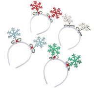 FRCOLOR 4pcs Christmas Snowflake Headbands for Women and Festive Hair Accessories for Parties Comfortable and Lightweight Holiday Wear Charming Glitter Design for Year Celebrations