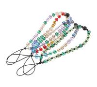 FRCOLOR 4pcs Crystal Lanyard for Mobile Phone Beads for Celebrations and Daily Use Beaded Phone Decoration Beads