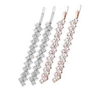 FRCOLOR 4pcs Crystal Rhinestone Hair Pins Sparkly Metal Clips for Women Girls Elegant Hair Accessories for Parties Weddings Silver Rose Gold