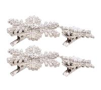 FRCOLOR 4pcs Crystal Snowflake Hair Clips for Women Metal Rhinestone Snowflake Barrettes Set Sparkly Winter Hairpins for Holiday and Christmas Party