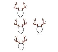 FRCOLOR 4pcs Deer Antlers Headband Adjustable Reindeer Antlers Cosplay Horns Headpiece Christmas Halloween Holiday Accessories for Adults and Boys and Girls