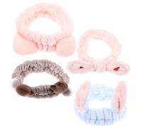 FRCOLOR 4pcs Deer Antlers Headband Cat Ears Makeup Hair Band Spa Facial Wrap for Women