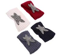 FRCOLOR 4pcs Diamond Four-leaf Women Headband Knitting Hairband Fabric Warm Hair Accessory for Women Autumn and Winter Wear Keeps Hair off Comfortable