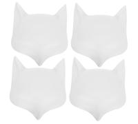 FRCOLOR 4Pcs DIY Blank Fox Mask White Hand Painted Animal Face Masks for Halloween Cosplay and Theatrical Events for Crafting and Creative Decoration