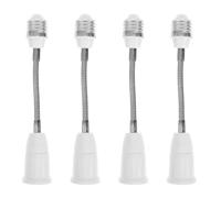 FRCOLOR 4pcs E27 Lamp Socket Converter Adapter with Flexible Soft Tube and Rotatable Base Holder, Light Bulb Extender Socket for Secure Screw in LED Lights, Adjustable Bulb Direction,