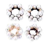 FRCOLOR 4pcs Elastic Hair Ties with Pearl Rhinestones Comfortable No Damage Ponytail Holders