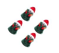 FRCOLOR 4pcs Electric Rotating Christmas Tree Plush Silent Spinning Xmas Tree Figure Holiday Decoration for Parties Home Bedroom Small Battery Not Included