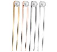 FRCOLOR 4pcs Elegant Metal Hair Forks with Pearl Accents Updo Styling Durable Hair Pins for Buns and Holders Chic Accessories Gold Silver Rose Gold and Gunmetal