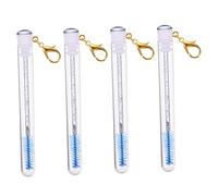 FRCOLOR 4pcs Eyelash Brush Tubes Keychain Blue Travel Makeup Tools Eyelash Applicator for Beginners