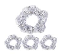 FRCOLOR 4pcs Fish Scale Sequin Hair Tie Elastic Glitter Scrunchies Shiny Stretchy Ponytail Holders for Birthday Party Concerts and Holiday Styling