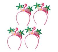 FRCOLOR 4pcs Flamingo Headband Tropical Flower Crown for Women Beach Party Decorations Hawaiian Party Headbands