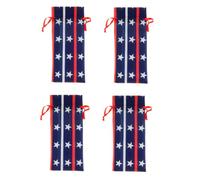 FRCOLOR 4pcs Flannel Wine Bottle Drawstring Bags with American Flag Design for United States Independence Day Dinner Table Decoration