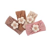 FRCOLOR 4pcs Girl Flower Headbands with Wide Turban Design Elastic Floral Hair Accessories for Newborns Antislip Pastel Hairbands for Party and Everyday Wear