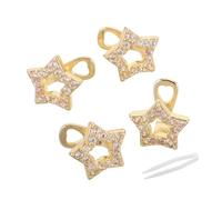 FRCOLOR 4pcs Gold Star Tooth Grill Sparkly Hip Hop Mouth Jewelry for Men Women False Teeth Ornament for Costume Parties Cosplay and Everyday Wear