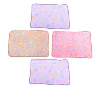 FRCOLOR 4pcs Guinea Pig Blanket Warm Small Animal Blankets for Pets Washable Bedding Mat Includes Pink Purple and Brown Bone Paw Pattern Cage Liners for Guinea Pigs Chinchillas and Hedgeho