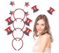 FRCOLOR 4pcs Hair Hoops American Flag Design Lightweight Comfortable Headbands for Independence Day Party Photo Props with Stars and Hat Shapes