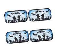FRCOLOR 4pcs Halloween Makeup Bag Travel Toiletry Bags Halloween Wash Bag Travel Organizer Pouch Zippered Pen Bag Toiletry Bag Pencil Pouch Organizer Halloween Wallet Oxford Cloth