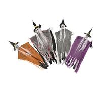 FRCOLOR 4pcs Halloween Skeleton Ghost Decorations with Witch Hat Robe Creepy Skull Props for Outdoor Decor Poses for Scary Haunted House Ornaments