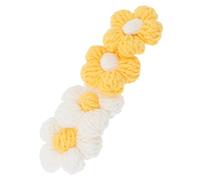 FRCOLOR 4pcs Handmade Chenille Crochet Flower Applique for Clothes and Bags Floral Brooches in White Yellow Soft Decorative Sew Accessories for DIY Fashion Embellishment