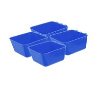 FRCOLOR 4pcs Hanging Bird Cage Feeding Bowls for Rabbits and Chickens, Blue Thickened Plastic Water and Food Cups 12.5x9.5x6cm, Portable Pet Drinking Dispensers for Small Birds and Poultry