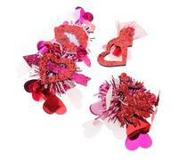 FRCOLOR 4pcs Heart Bowknot Hair Clips Sparkly Hair Accessories for Girls School Valentines Day Glitter Ribbon for Birthday Wedding Party