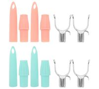 FRCOLOR 4pcs Heavy Duty Closet Pole Hooks with U-Shaped Plastic Heads and Connectors, Ergonomically Designed Handle and Adjustable Telescopic Design, for Closet Poles and Shelf Top Rods